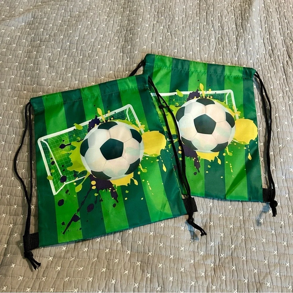 (Bundle 3 for $15) Set of 2! Soccer Drawstring Bags